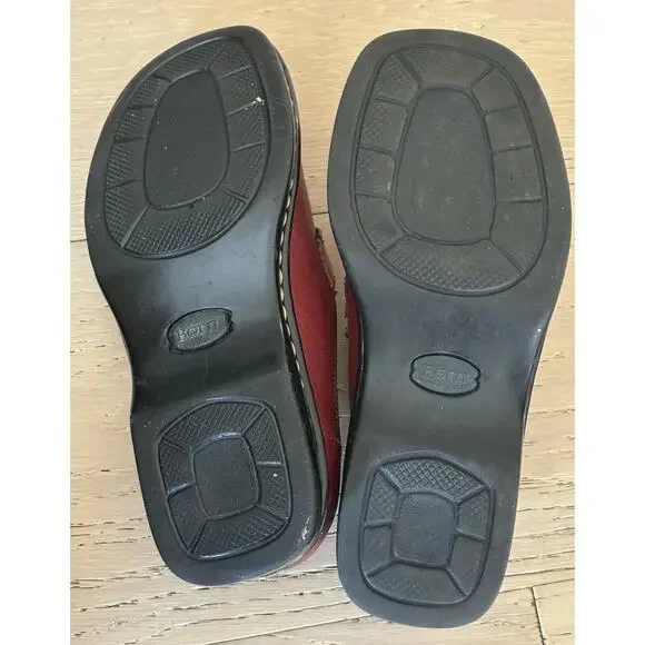 Born Women's Red Leather Casual Work Comfort Loafers Slip-On Size 6.5 Clogs - Picture 6 of 7